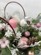 Новогодняя композиция в сумочке со свечой и белочкой