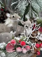 Новогодняя композиция на спиле с оленями