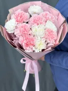 Бело- розовый букет из стойких диантусов