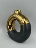 Ваза круглая для цветов и сухоцветов черная