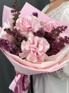 Букет Весенняя нежность из сирени и французских роз
