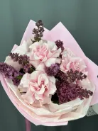 Букет Весенняя нежность из сирени и французских роз