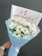 «Школьный вальс» букет с белыми хризантемами
