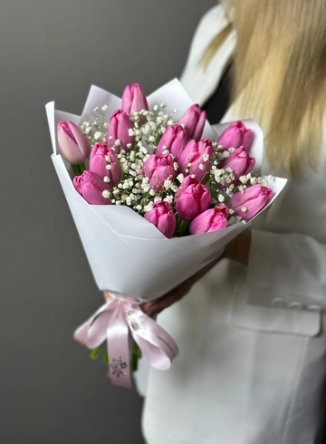 Нежно-розовый букет из тюльпанов от интернет-магазина цветов в Норильске