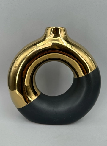 Ваза круглая для цветов и сухоцветов черная от интернет-магазина цветов в Норильске