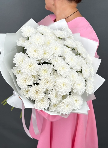 Стойкий букет из 9 белых хризантем от интернет-магазина цветов в Норильске