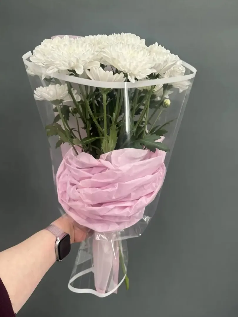 Букет- комплимент белая хризантема Алтай